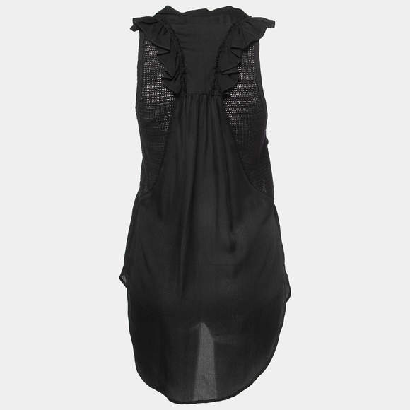 Isabel Marant Black Silk Ruffled Sleeveless Blouse S - Picture 3 of 7
